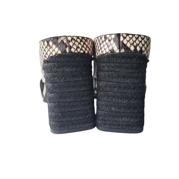 AEROSOLES Hazel Block Heel Mule Sandal 7.5 Ivory Black Snake Leather - Picture 6 of 10